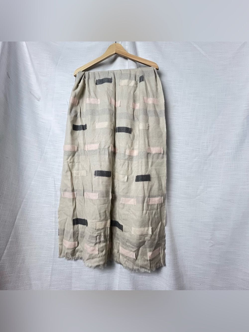 Neutral Patterned Lightweight Scarf - Pink & Gray Accents